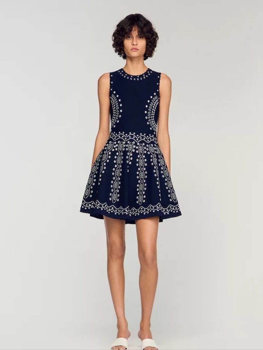 Sandro Capri Scarf Print Knit Short Dress - Picture 3 of 11